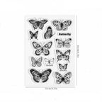 Butterfly clear stamp sheet – vintage butterfly illustrations on transparent silicone