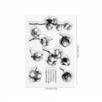 Cotton clear stamp sheet – cotton sprig illustrations with vintage text elements