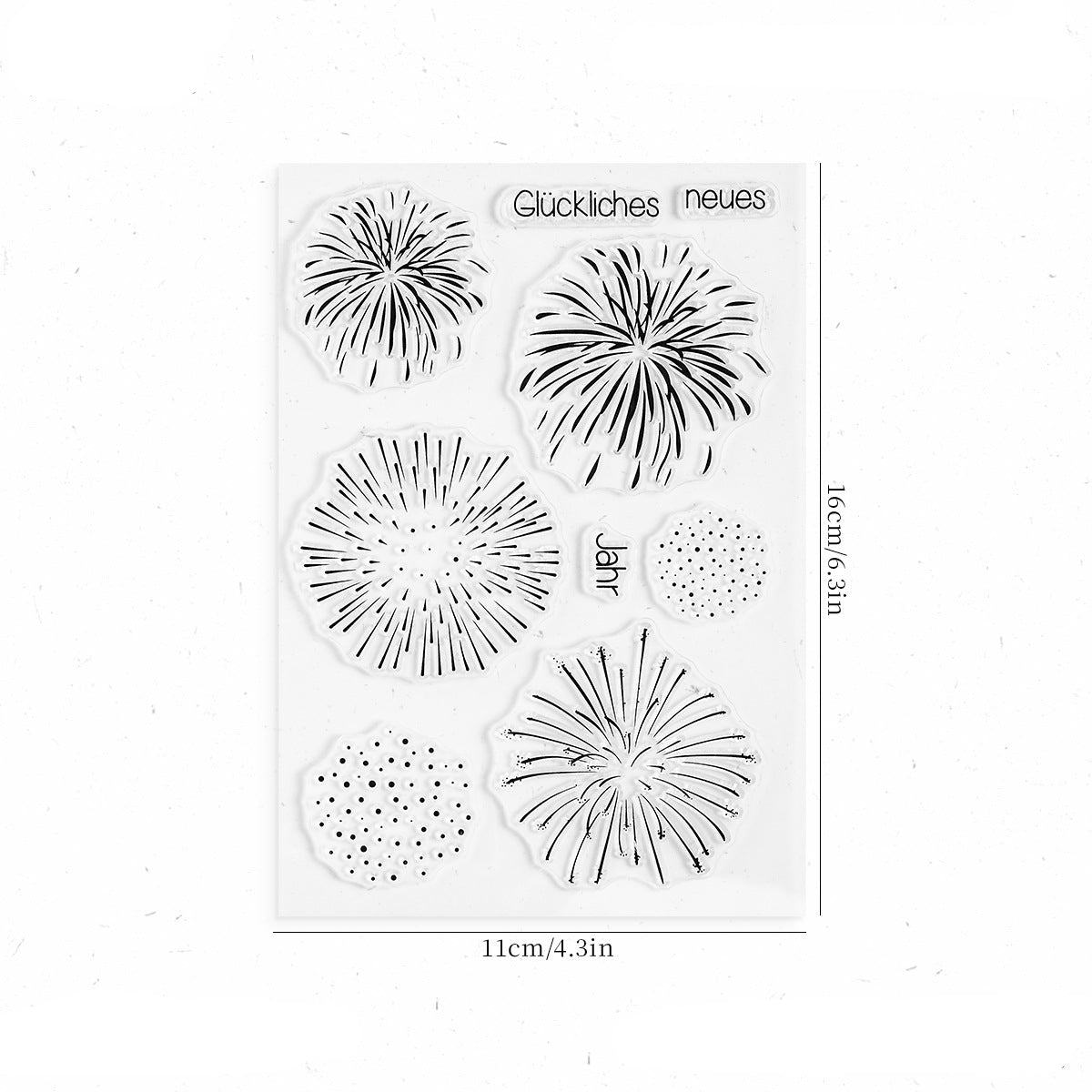Fireworks clear stamp sheet – vintage firework burst designs on transparent silicone