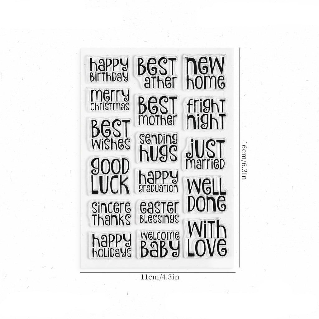 Handwritten script clear stamp sheet – word and phrase designs in vintage lettering