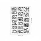 Handwritten script clear stamp sheet – word and phrase designs in vintage lettering