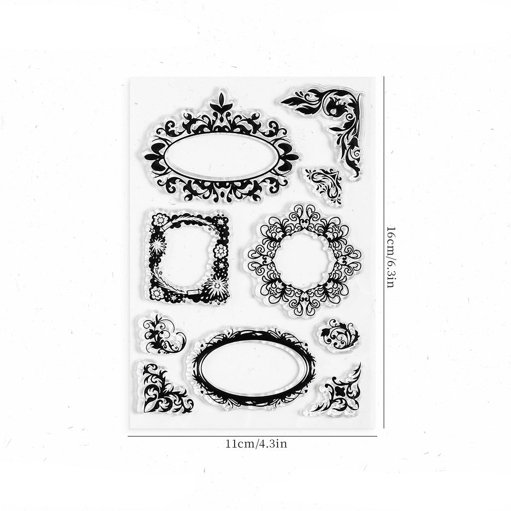 Vintage borders clear stamp sheet – ornate oval and rectangular frame designs
