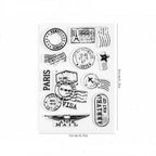 Vintage postmark clear stamp sheet – circular postal cancellation designs for ephemera