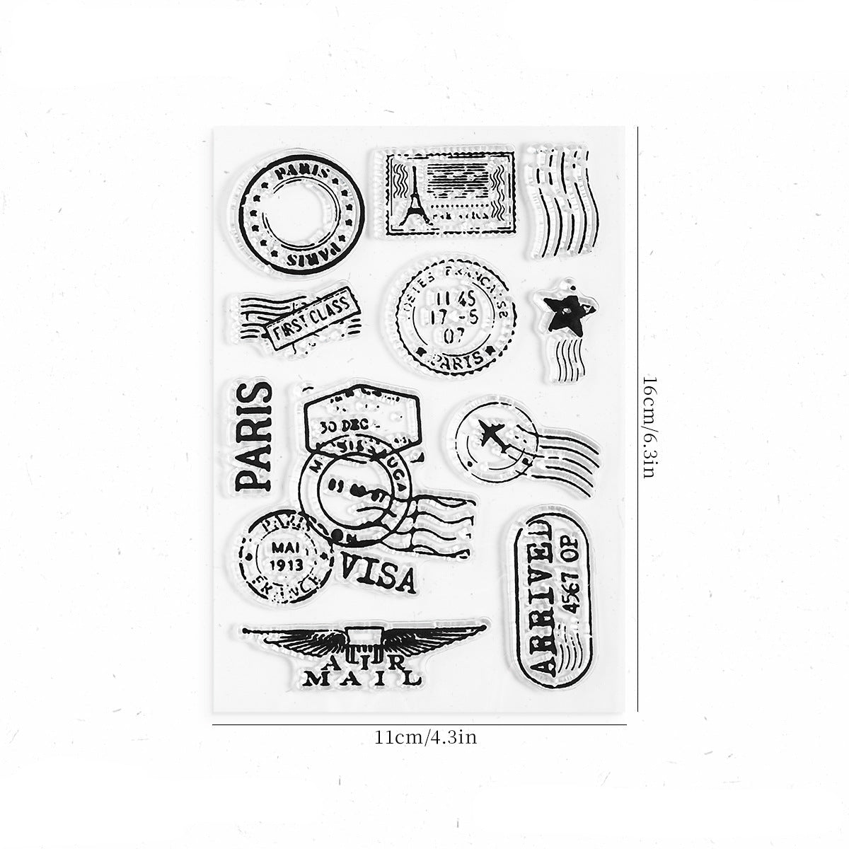 Vintage postmark clear stamp sheet – circular postal cancellation designs for ephemera