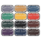 Complete set of 12 Color Space ink pads on white background