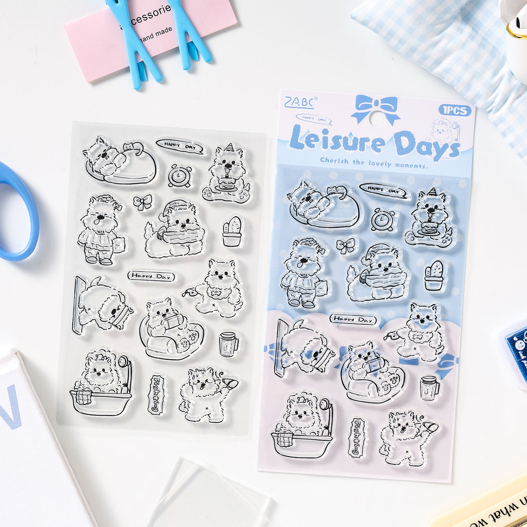 Leisure days tasty food themed dog clear silicone stamps packaging design preview