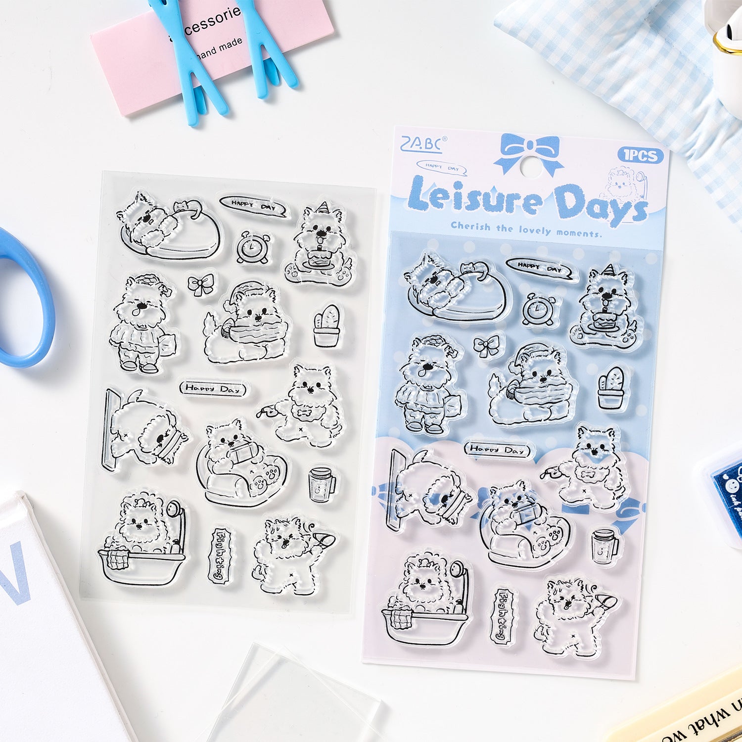 Leisure days tasty food themed dog clear silicone stamps packaging design preview
