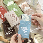 Embossed botanical matchbox paper sticker collection six color themes vintage journal supplies