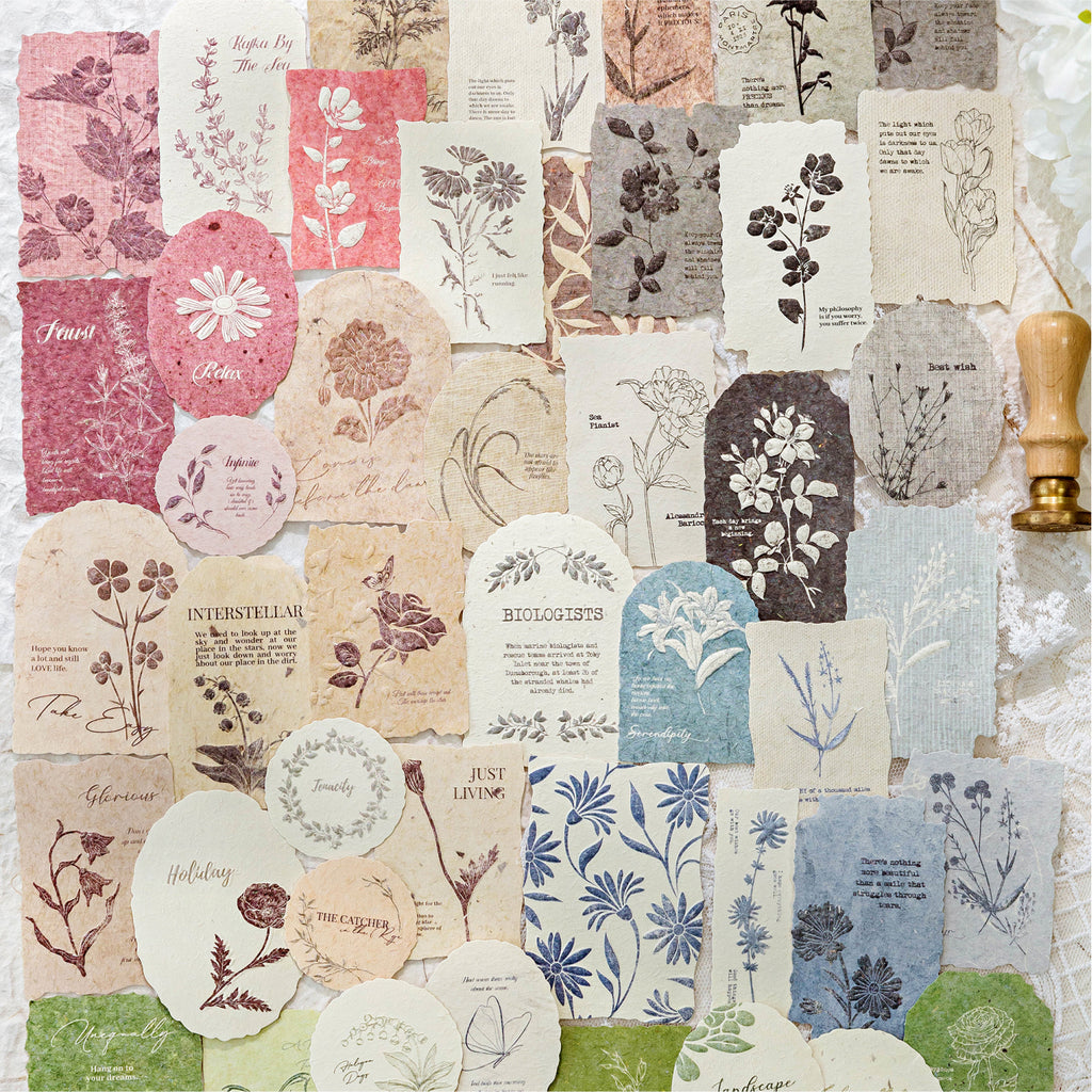 Complete botanical embossed paper sticker collection six themes vintage journal ephemera
