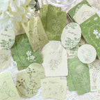 Forest green botanical embossed paper stickers vintage journal ephemera