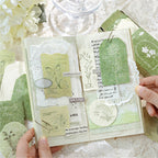 Mint green botanical embossed paper stickers vintage journal ephemera