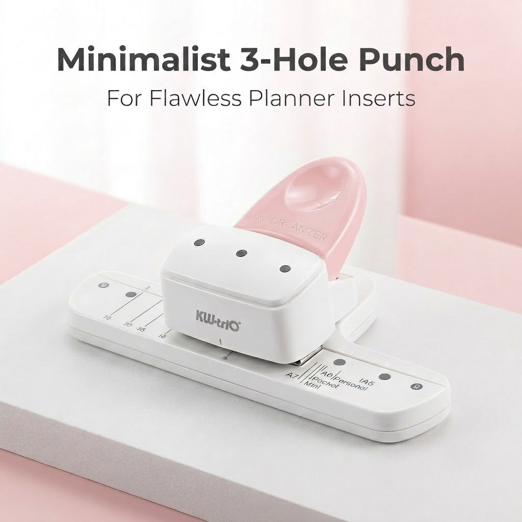 Adjustable Mini 3-Hole Punch with Guide for Planners
