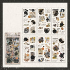 Two Falling Blossoms PET sticker sheets in a flat lay – vintage floral designs with irregular die-cut shapes