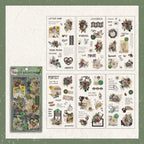 All 6 sheets of the Wildflower Meadow colorway with packaging – sage green botanical stickers, die-cut and waterproof