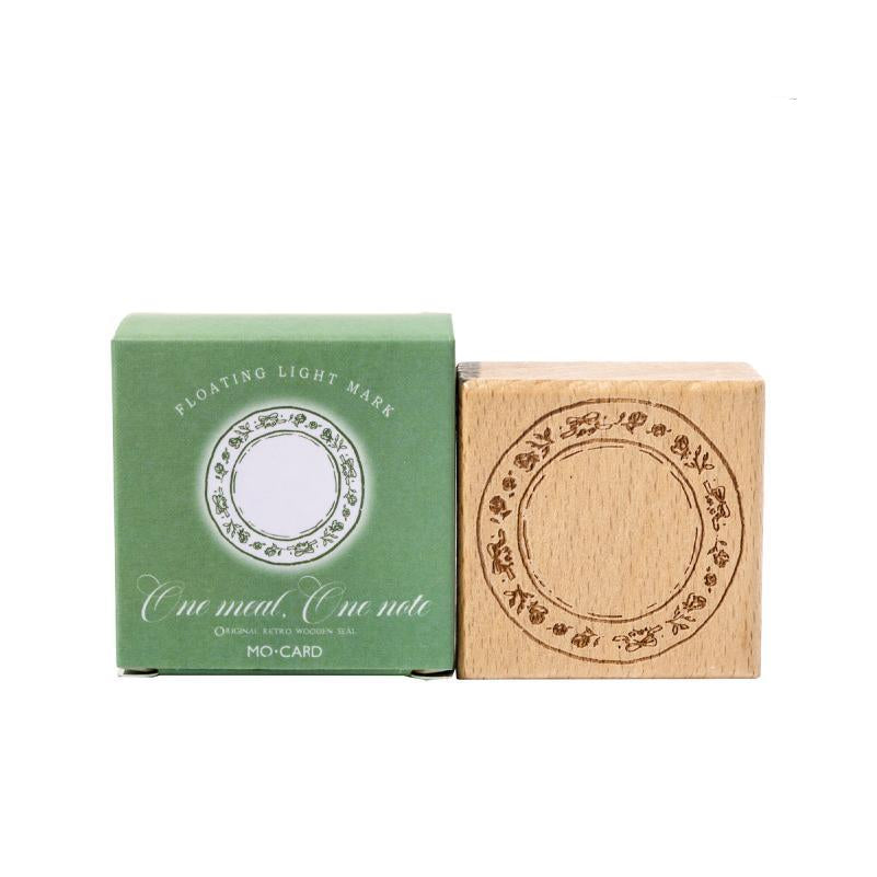 One Bite, One Note beech wood stamp – laser engraved food diary design, 45 mm, in gift box