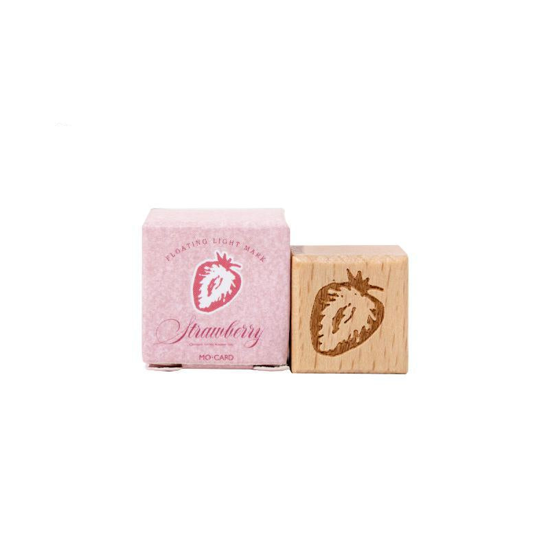 A Bite of Strawberry beech wood stamp – laser engraved strawberry design, 45 mm, in gift box