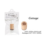 Cottage hand-drawn wooden stamp, beech wood handle with small house rubber face for forest journaling.
