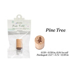 Pine tree hand-drawn wooden stamp, beech wood handle with evergreen rubber face for woodland journaling.