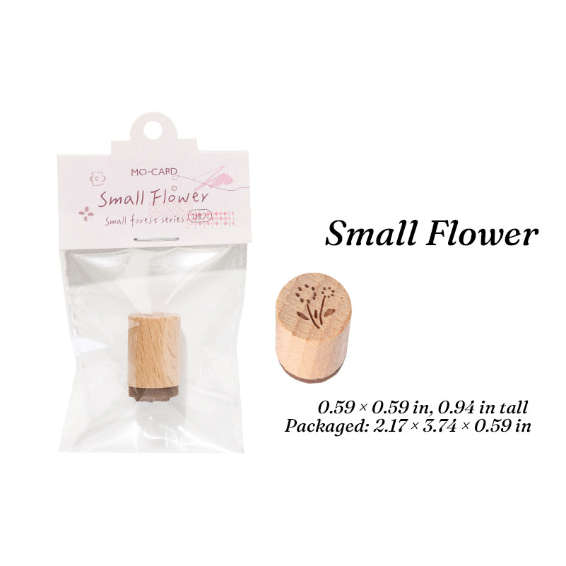 Wildflower hand-drawn wooden stamp, beech wood handle with dandelion rubber face for botanical spreads.