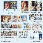 Gentle Years winter fairytale aesthetic journal box, a grey-blue Dark Academia themed kit with snowy landscapes and classical portrait art.