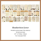 Handwritten letter and postcard paper block with aged cursive script for vintage journals