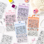 Cute dog clear silicone stamps four themed designs food office holiday leisure journal spreads