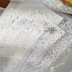 Ivory snowflake mesh and lace grid textured specialty papers for junk journal ephemera