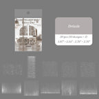 Drizzle PET transparent sticker set with fine rain streak textures for subtle atmospheric journal backgrounds