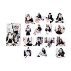 Black and ivory reading girl PET stickers with classic dark academia style