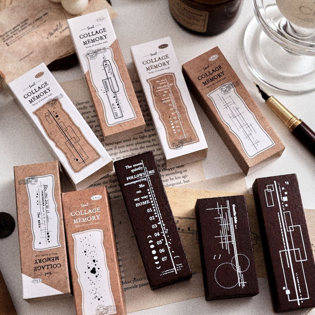 collage memory wooden stamp set all ten vintage frame designs with packaging collection