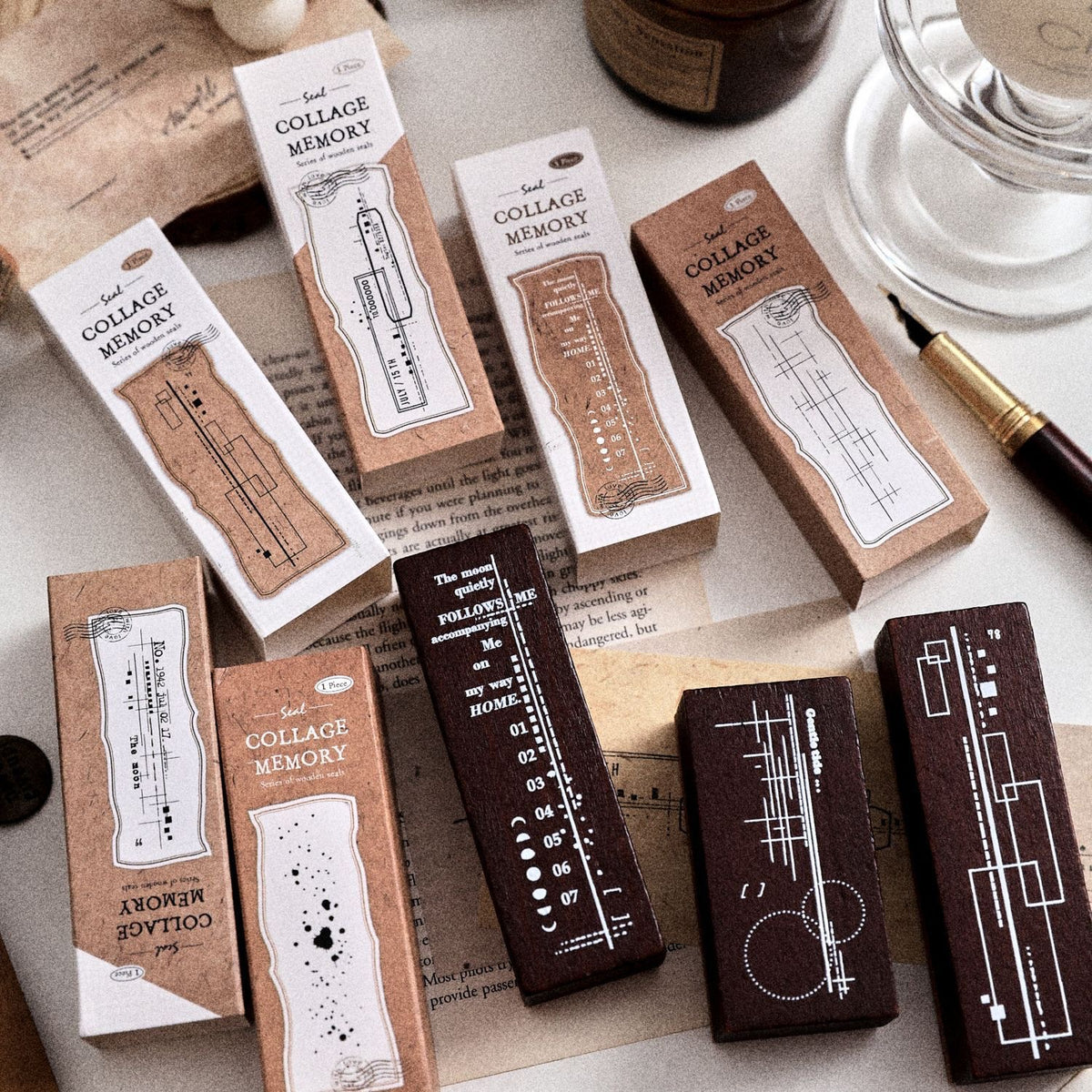 collage memory wooden stamp set all ten vintage frame designs with packaging collection
