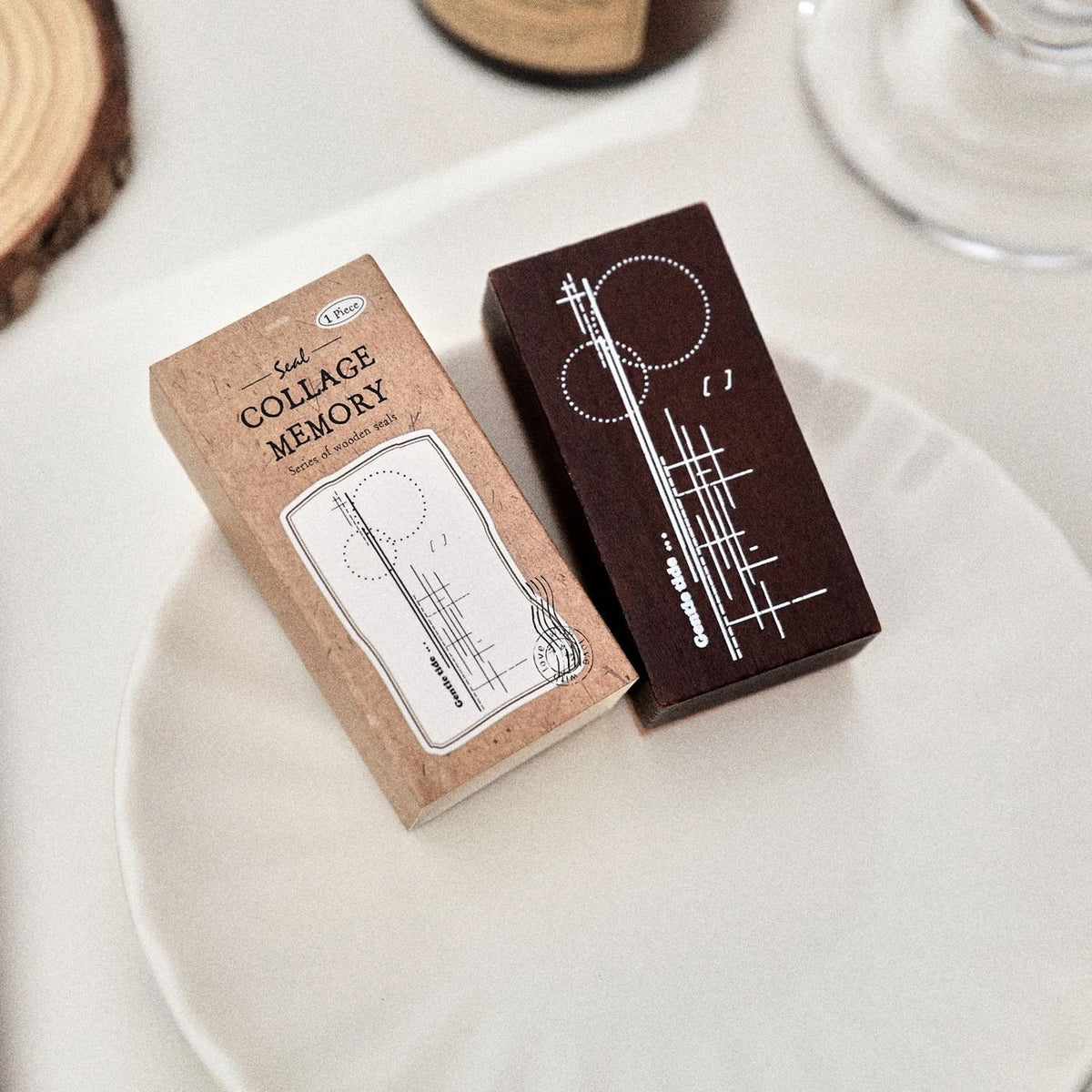 circle marks wooden stamp ring and circle border design collage memory