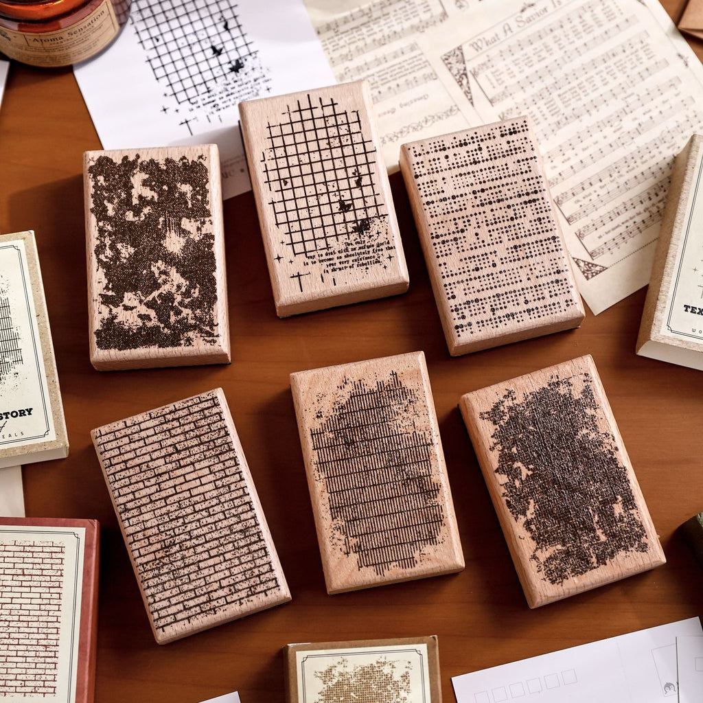 vintage texture wooden stamps pile weathered stone wall background stamp designs