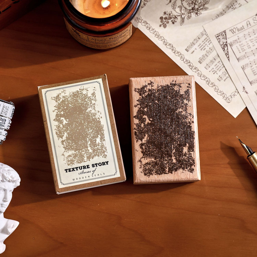 weathered marks and drip texture wooden stamps side by side vintage journal stamps