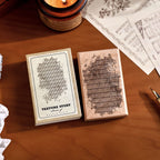 grid script and dark texture wooden stamps texture story series
