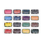 Complete set of 16 Star Printing ink pads on white background