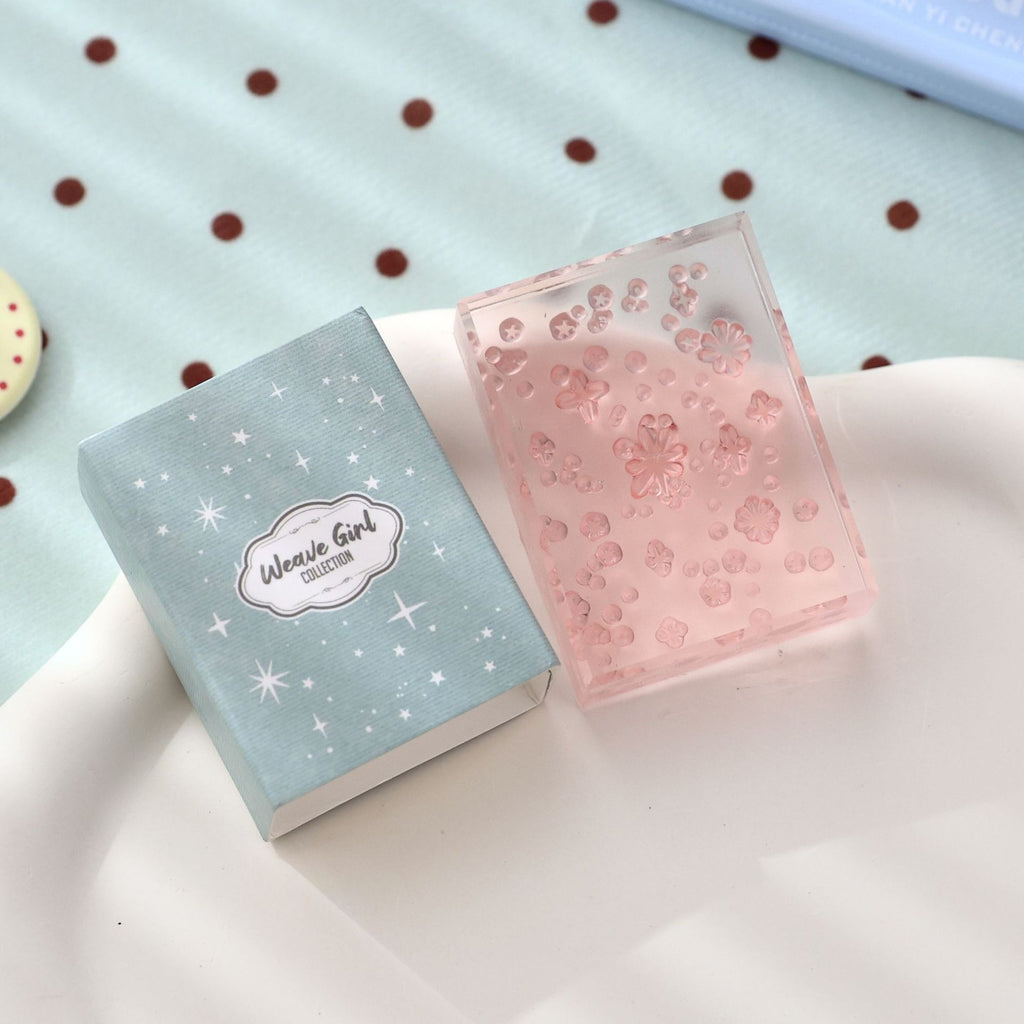 Starry Sky textured acrylic stamp with gift box – scattered star and glitter dot pattern stamp