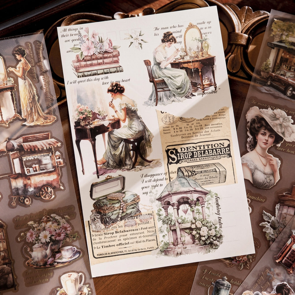 victorian ball gown transfer stickers romantic vintage ladies pet film