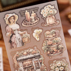 victorian ladies transfer sticker sheet dark background vintage time