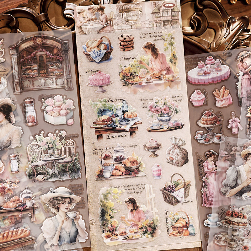 victorian lady and architecture transfer sticker detail vintage time pet