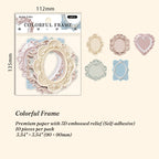 Colorful Frame 3D embossed relief stickers in pastel pink and blue with pearl details for romantic journal decor