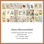 Botanical flower illustrated paper block with vintage floral prints for scrapbook layering