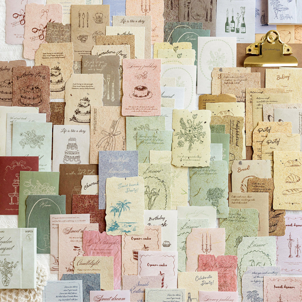 Complete vintage textured journal card collection all themes mixed floral seaside baking birthday quotes