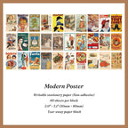 Retro advertisement poster paper block with mid-century commercial prints for collage
