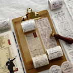 Tan vintage script washi tape vintage tickets receipt ephemera journal roll