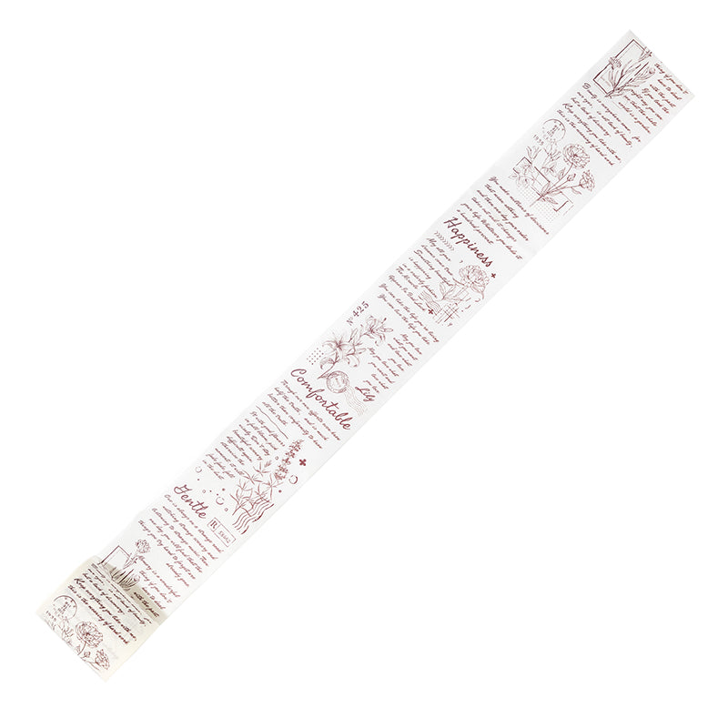 Pink vintage script washi tape garden floral handwriting journal border roll