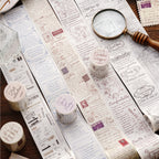 Brown vintage script washi tape poetry verses time ode journal border roll
