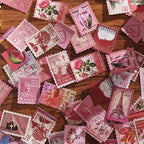 floral daydream vintage postage stickers scattered pink roses and floral stamps 100 pieces