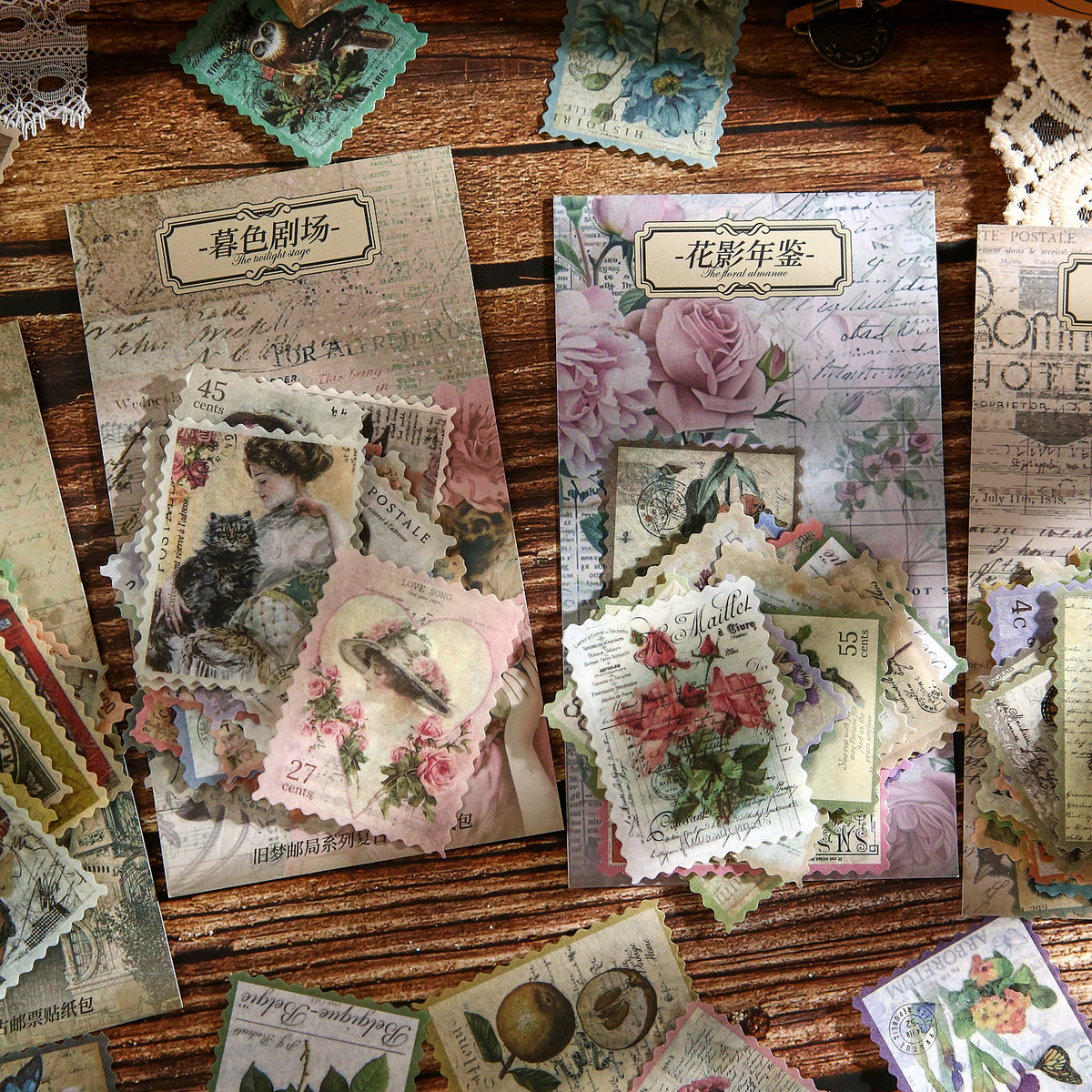 old dream post office washi sticker packs twilight theater and floral yearbook vintage postage