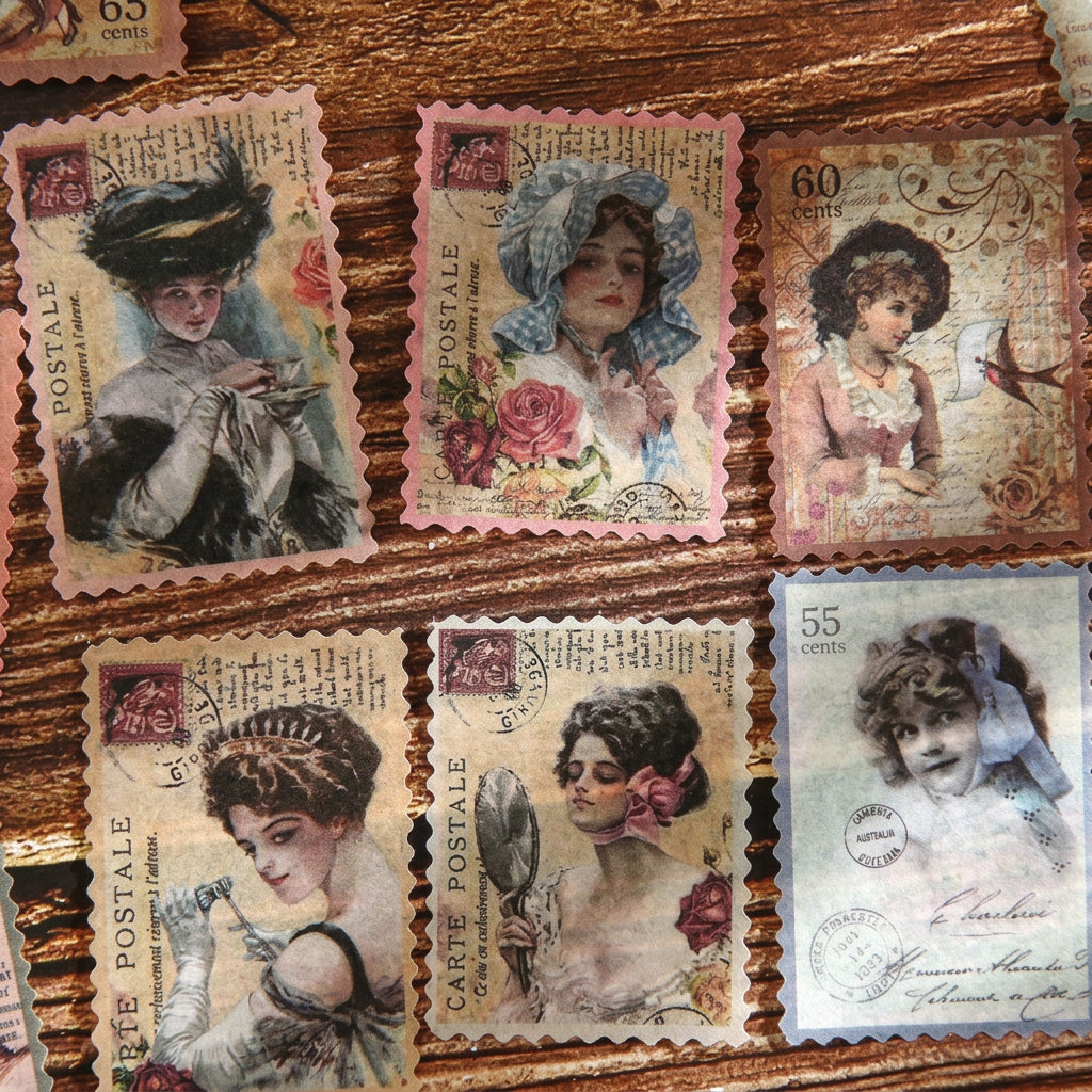 holding twilight theater washi sticker sheet vintage character postage stamps